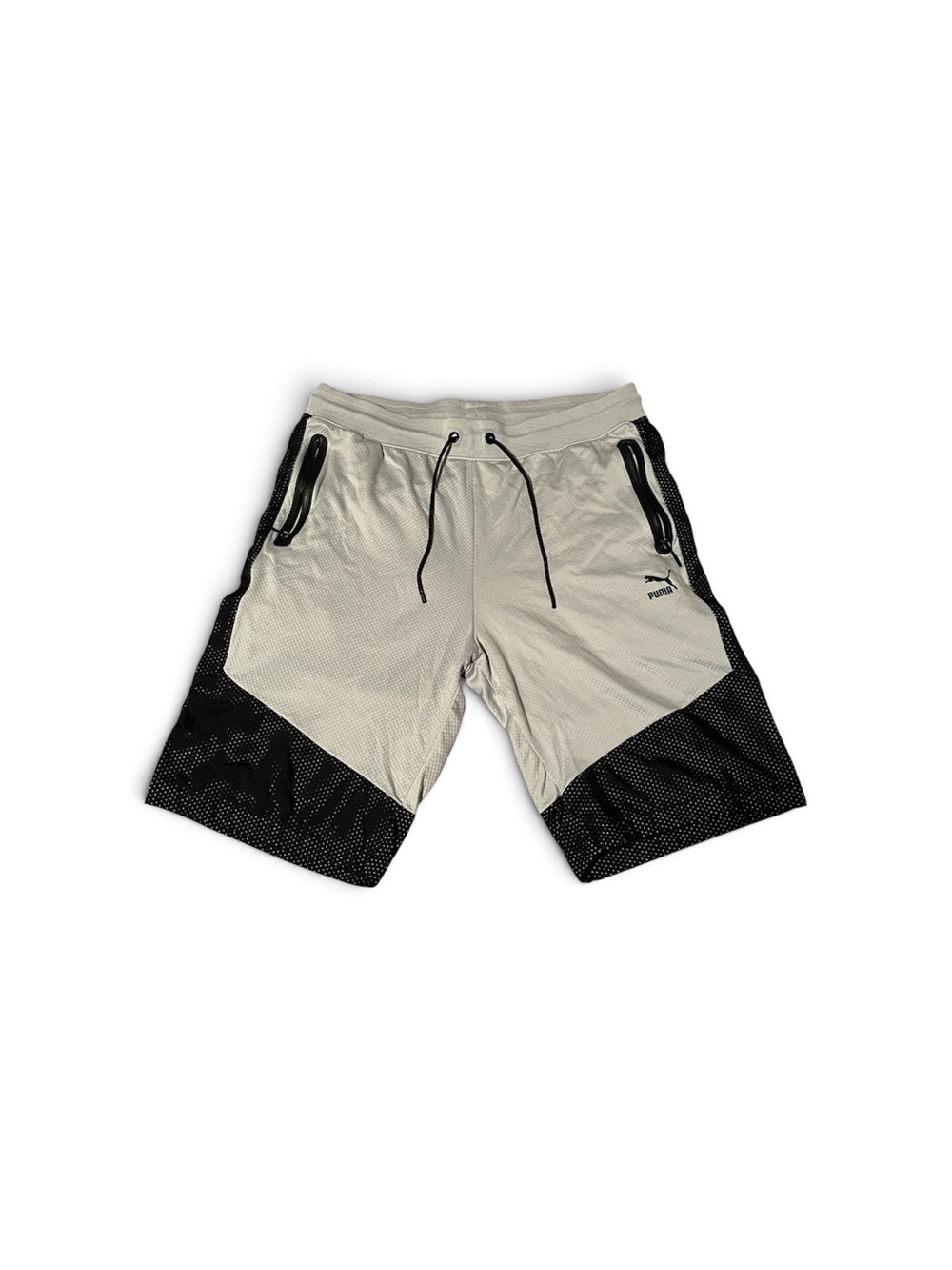 Puma Men's Two-Tone Mesh Athletic Shorts - grey & Black